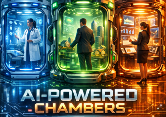 Futuristic chambers powered by AI transforming various industries.
