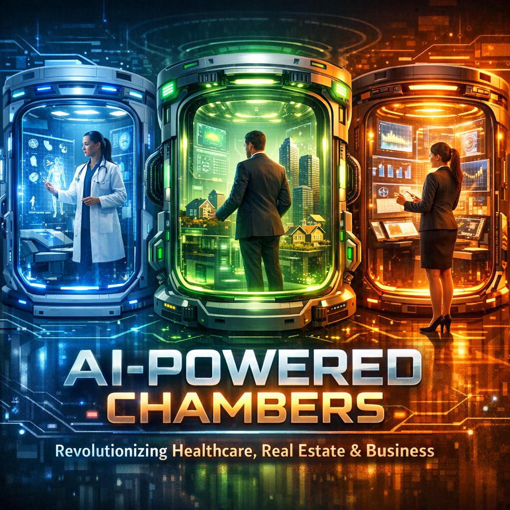Futuristic chambers powered by AI transforming various industries.