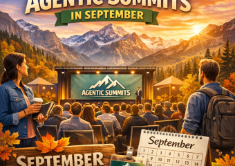 Group of small business owners networking outdoors at an Agentic Summit in September.