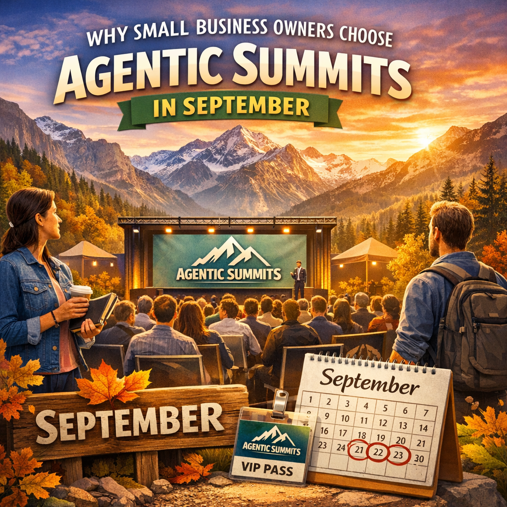 Group of small business owners networking outdoors at an Agentic Summit in September.