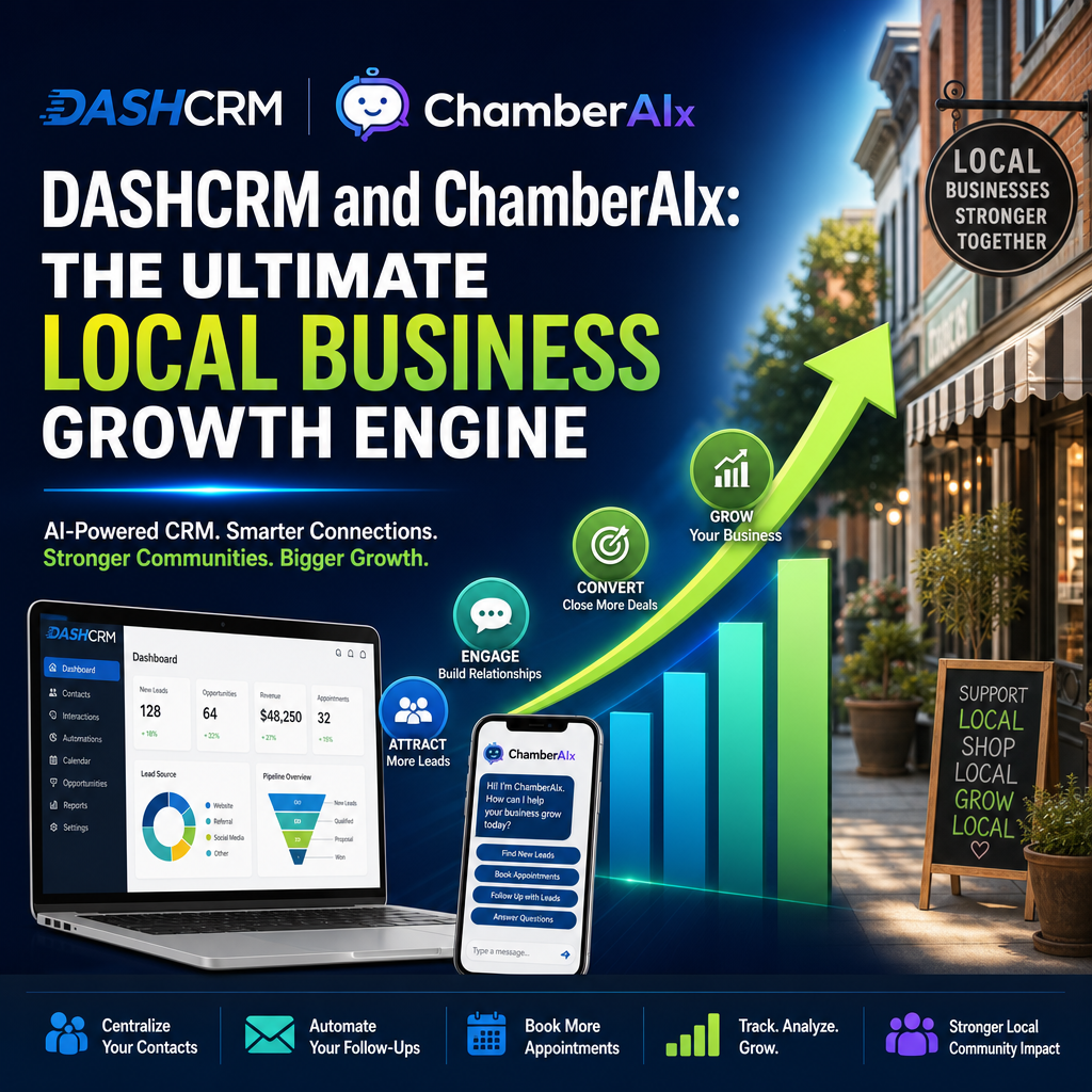 Illustration of DASHCRM and ChamberAIx: The Ultimate Local Business Growth Engine