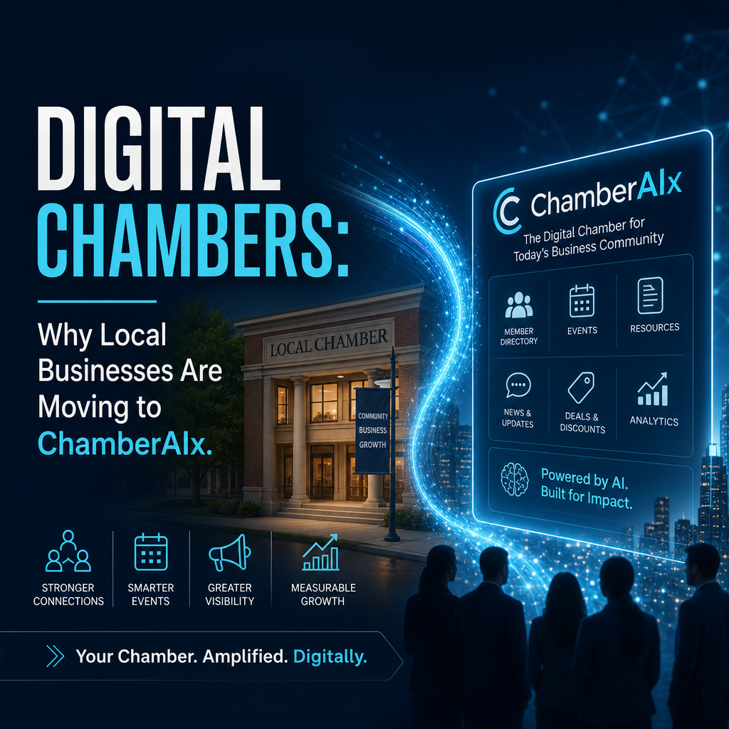 Illustration of Digital Chambers: Why Local Businesses Are Moving to ChamberAIx