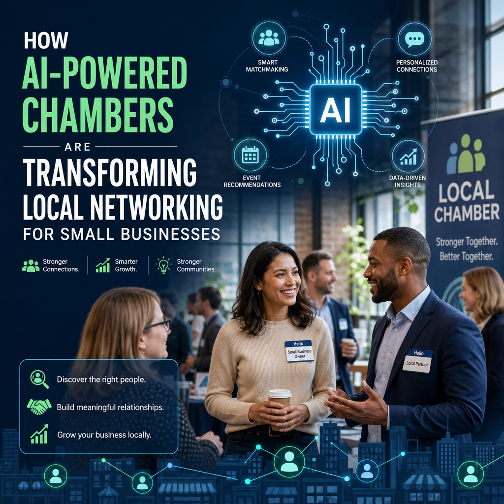 AI-powered chambers connect small businesses with personalized local networking matches.