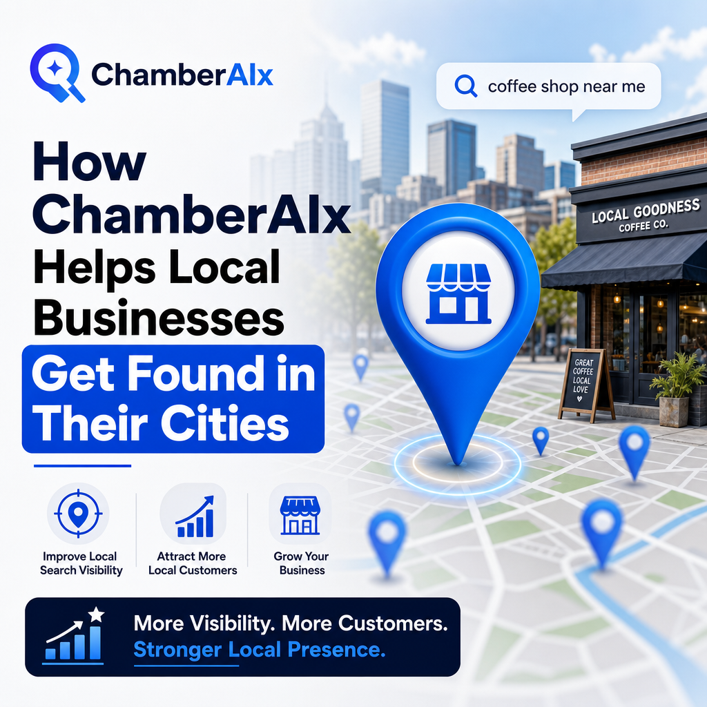 local search visibility illustration for How ChamberAIx Helps Local Businesses Get Found in Their Cities